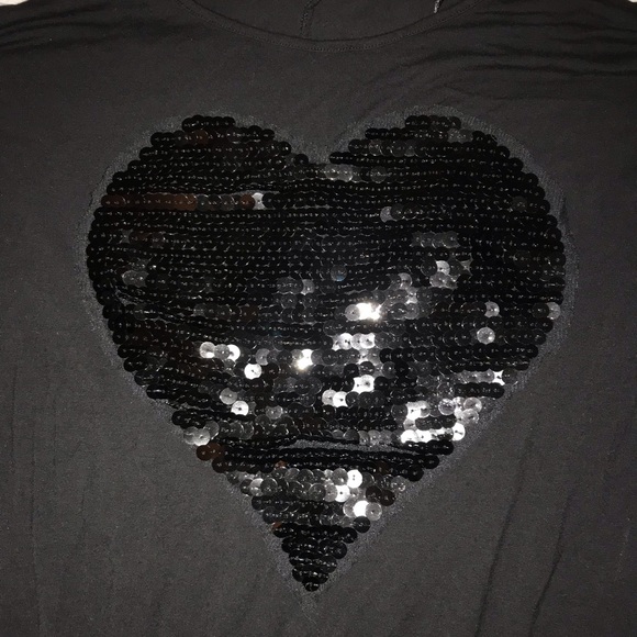 H&M Black Sequins Heart Top - Picture 2 of 3